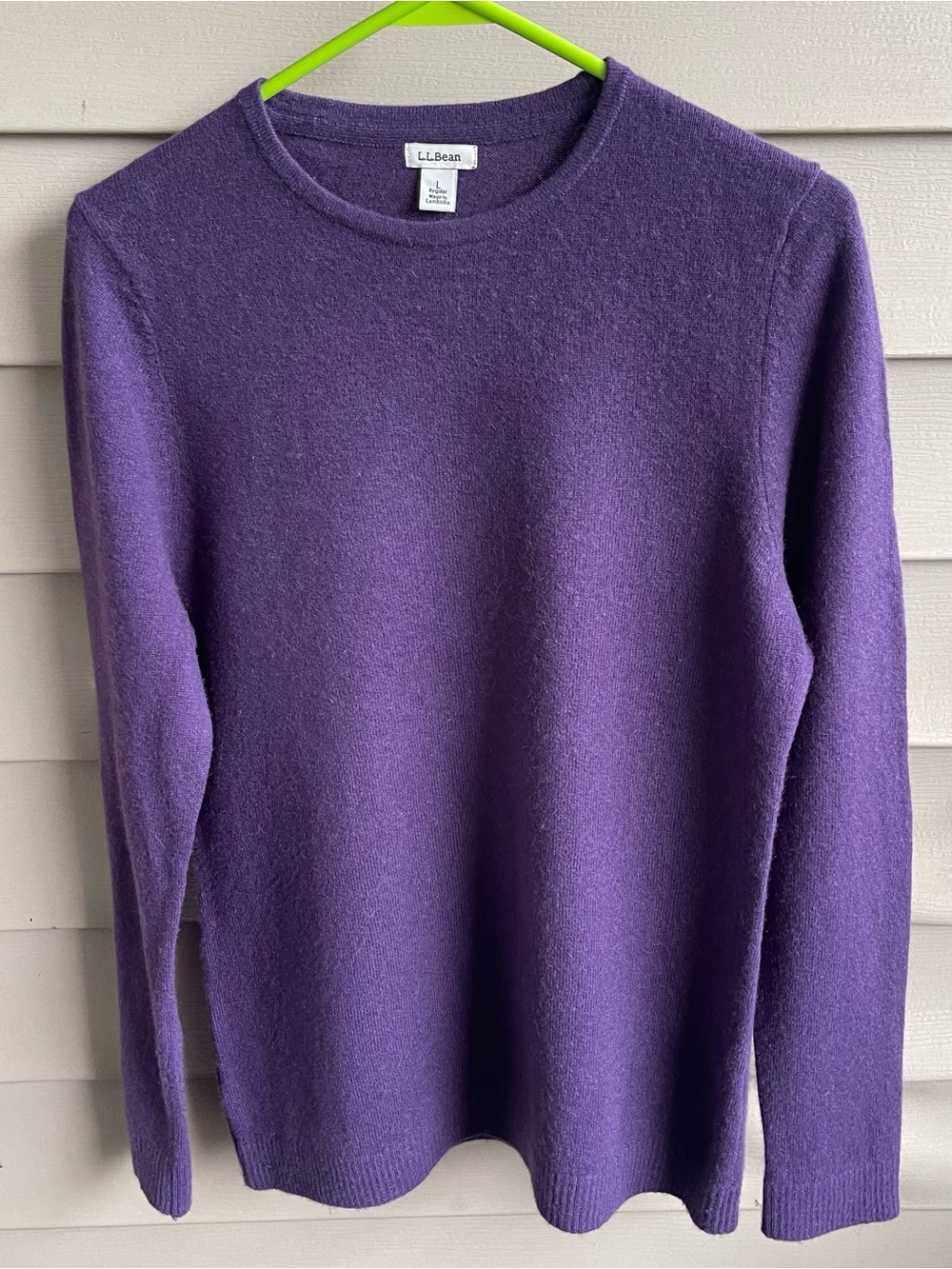 LL Bean 100% Cashmere Sweater Size L Purple Quiet Luxury Capsule Winter Layering
